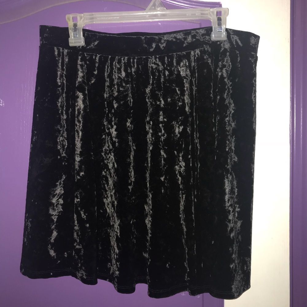 Black velvet skater skirt